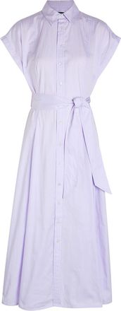 Polo Ralph Lauren Striped Belted Cotton Shirt Dress - Purple - 12 (UK16 / XL)