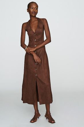 endless rose Faux-Suede Buttondown Dress