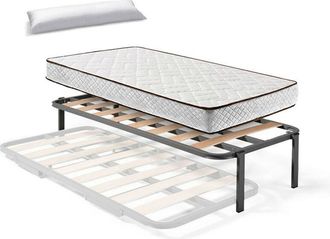 HOGAR 24 Somier Superior de Cama Nido con 4 Patas + Colchón Flexitex con Tejido 3D y Aloe Vera, Altura 18 cm + Almohada de Fibra, 105x190 cm