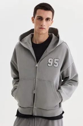 H&M Oversized Fit Boxy Zip-through Hoodie in Dusty Gray/95 at Nordstrom, Size Xxx-Large
