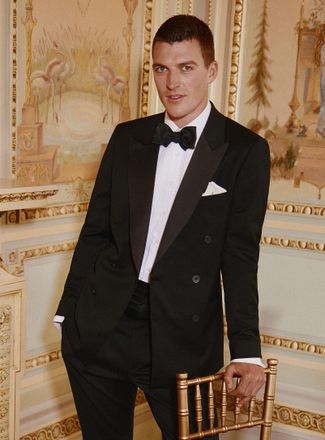 Le 31 Mens Double-breasted tuxedo jacket Wool weave by Marzotto Reykjavik cut - Semi-fitted