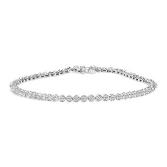 House of Brilliance 925 Sterling Silver 2.0 Cttw Diamond 3 Prong Set Tennis Bracelet
