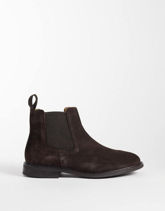 Mango stivaletto Chelsea in camoscio 100% marrone scuro