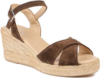 Jones Bootmaker Womens Raelina Leather Wedged Espadrilles - Chocolate - Size UK 3
