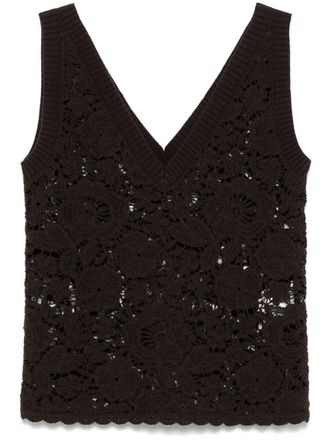 P.A.R.O.S.H. open-knit top - women - Cotton - S - Brown