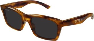 Balenciaga Rechthoekige Zonnebril - Heren - Zonnebrillen - Bruin - 56 MM - Leer - Accessoires