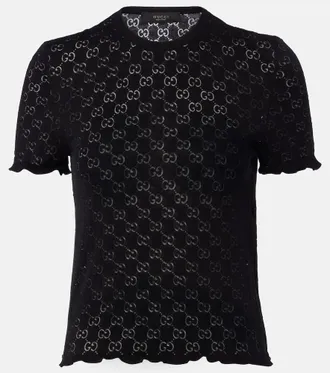 Gucci GG cotton-blend devor&eacute; T-shirt
