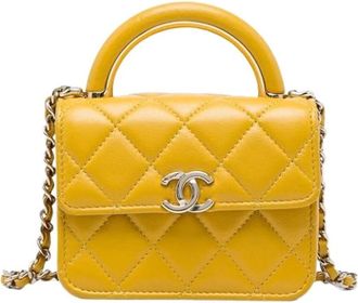 Chanel Borsa Pre-owned Quilted Satchel - - Pre-owned - Donna - Giallo - ONE SIZE