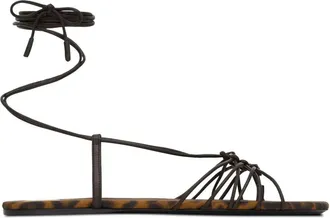 Saint Laurent Womens Black Leather Flat Shoes - Dark Brown - Size EU 40