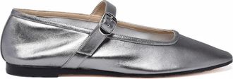 Le Monde Beryl Silver Slim Buckle Leather Flats