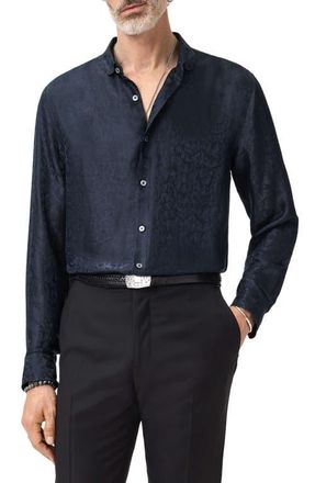 John Varvatos Orchard Abstract Jacquard Button-Up Shirt in Thistle at Nordstrom, Size X-Small