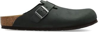 Birkenstock Schoenen, Heren, Groen, 46 EU, Leer, Boston BS Slides Narrow Fit