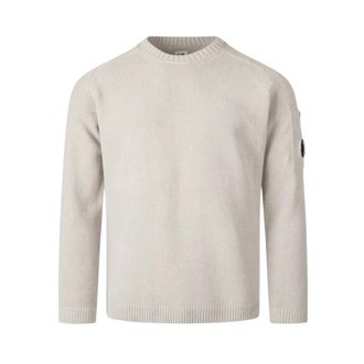 C.P. Company Cotton Chenille Crewneck Lens - male - C.P. Company - Round-neck Knitwear - Beige - XL - Knitwear