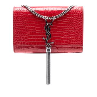 Saint Laurent Pre-owned Womens Small Embossed Leather Kate Tassel Crossbody - Red - One Size