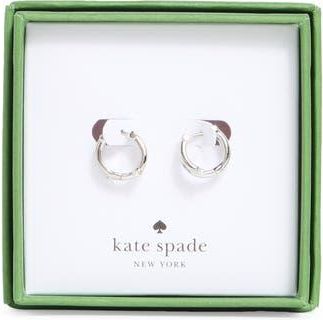 Kate Spade New York faux pearl huggie hoop earrings in Cream /Silver at Nordstrom Rack