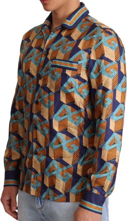 Dolce & Gabbana Multicolor Dg Logo Silk Mens Top Shirt