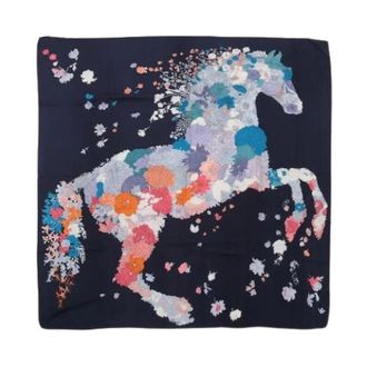 Herm&egrave;s Pre-owned Scarves, female, Blue, Size: ONE SIZE Pre-owned Carre Geant Scarf