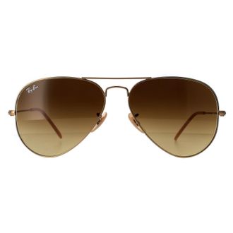 Ray-Ban Aviator Matt Gold Brown Gradient Sunglasses