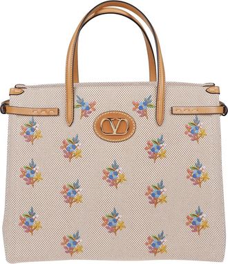 Valentino Garavani Antibes Small Canvas Shopping Bag - Dames - Shoppers - Beige - ONE Size - Tassen