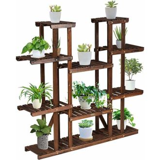 Costway Costway - Porta Plantas Estante De Madera Con 9 Niveles Para 17 Macetas De Plantas Y Flores