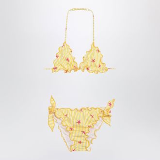 MC2 Saint Barth Yellow/white striped bikini with starfish