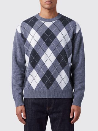 Dunst Argyle Crew Neck Cardigan in Pure Wool