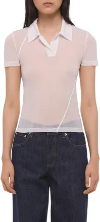 Helmut Lang Zerosca Sheer Modal Twisted Polo in White at Nordstrom, Size X-Small