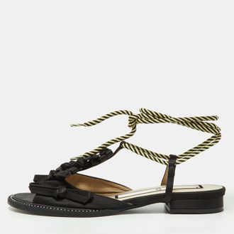N&deg;21 N&ordm;21 Black Satin Ankle Tie Sandals