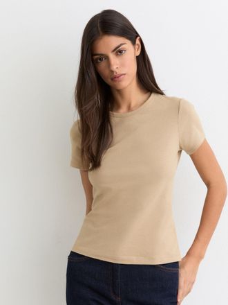 Reiss Neutral Stretch-cotton Crew-neck T-shirt, XS