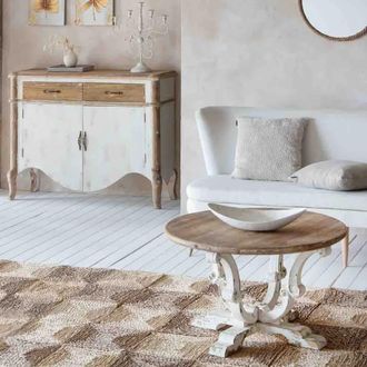 Wanderlust Deco Centro de mesa de madera y madreperla 48 x 22 x 10h cm