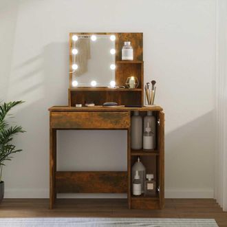 vidaXL Toeletta Con Led Rovere Fumo 86,5x35x136 Cm - Vidaxl