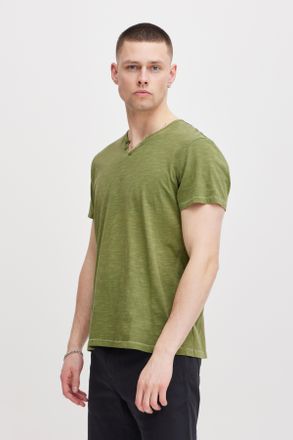 Blend T-Shirt BLEND BHAshton split neck tee, Herren, Gr. XXL, gr&uuml;n (oil gr&uuml;n), Single Jersey, Obermaterial: 100% Baumwolle, unifarben, regular fit h&uuml;ftbedec