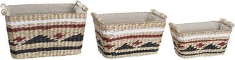 DKD Home Decor Juego De Cestas Dkd Home Decor Poli&eacute;ster Colonial Fibra (39 X 27 X 24 Cm)