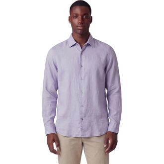 Lords of Harlech Uomo Solid Long Sleeve Fine Linen Shirt in Laurent Lavender at Nordstrom, Size X-Large