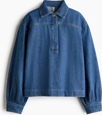 H&M Schlupfbluse aus Denim - Blue