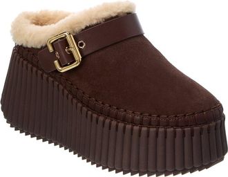 Chlo&eacute; Nama Suede & Shearling Platform Loafer