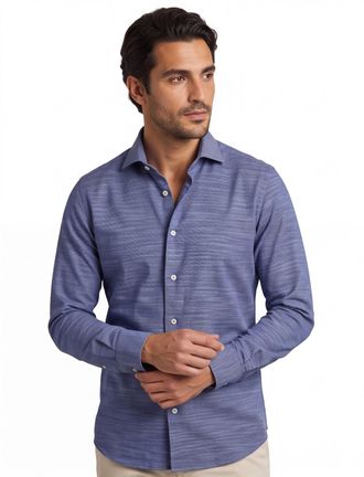 John Miller business overhemd normale fit blauw gem&ecirc;leerd