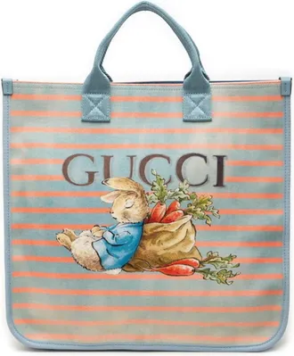 Gucci Blue Pink Canvas Nylon Handbag Tote Bag (Pre-Owned)