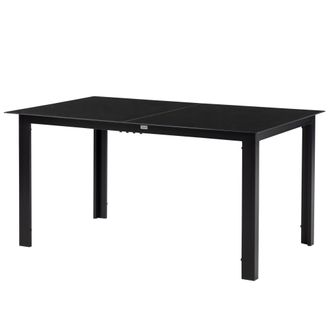 OUTSUNNY Tavolo Da Pranzo Esterno 6 Posti In Vetro E Alluminio 150x90 Cm Nero