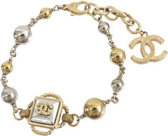 Chanel 2016 CC Gold and Palladium Plated Station Bracelet costume bracelet - Goud