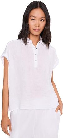 Michael Stars Avalon Pop Over Top Womens Clothing White : XL (US 10-12), Cotton
