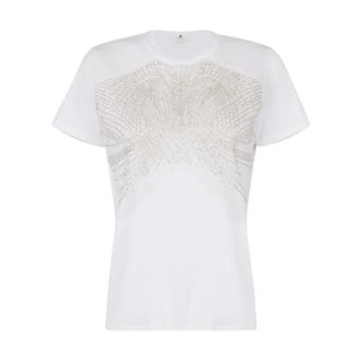 Elisabetta Franchi T-Shirts, female, White, Size: XS Embellished T-Shirt