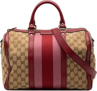 Gucci 2000-2015 medium GG Canvas Web Joy Boston Bag boekentas - Bruin