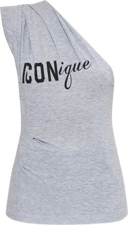 Dsquared2 one-shoulder graphic-print top - Grey