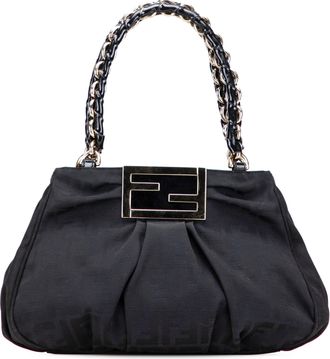 Fendi Pre-owned Womens Baguette Signature Logo Bag - Black Textile - One Size