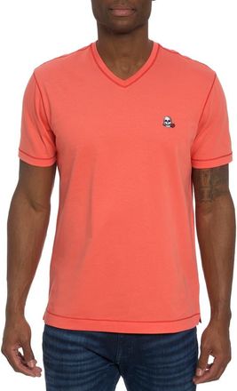 Robert Graham Eye of the Skull Short Sleeve V-Neck T-Shirt in Coral at Nordstrom, Size Small