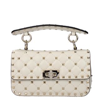 Valentino Garavani Donnas Borsa Rockstud Spike in pelle beige/avorio chiaro