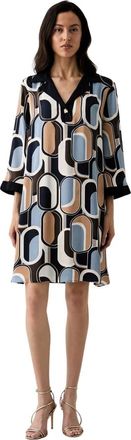 Joseph Ribkoff Kleedjes, Dames, Veelkleurig, 5Xl, Satijn, Satijnen Jurk met Geometrisch Patroon en A-lijn Silhouet