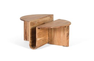 Giner&Colomer Mesa de centro de madera de acacia con revistero integrado