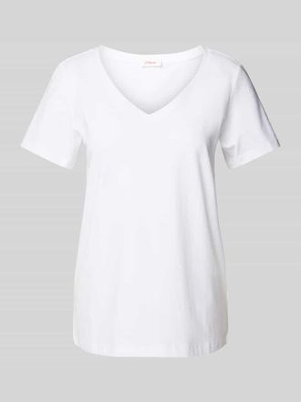 s.Oliver Red Label T-Shirt mit V-Ausschnitt in Weiss, Größe 44